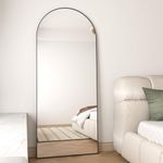 CASSILANDO Full Length Mirror, 165X60cm Arched Mirror, Floor Mirror with Stand, Full Body Mirror, Hanging or Leaning Against Wall, Black Standing Mirror Large Bedroom Mirror for Cloakroom (Black)