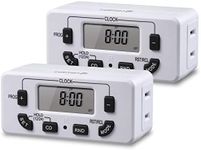 Fosmon 7 Day Programmable Digital Timer for Electrical Outlets, Indoor Plug-in Light Timer Switch, Grow Light Timer 125V 15A Electric Wall Timer for Appliance, Lamp, Aquarium, Reptile Lights - 2 PACK