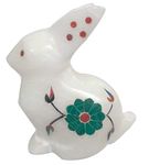 Purpledip Marble Statue 'Rapid Rabbit': Gemstone Inlay Collectible Showpiece Gift (12109)