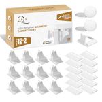 Q Lines® Magnetic Cupboard Locks for Children (12 Locks + 2 Keys) – Baby Safety Cabinet Locks for Kitchen, Drawers & Cupboards – Adhesive Childproof Locks with Optional Screws