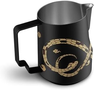 MHW-3BOMBER Milk Frothing Pitcher 450ml/15.2oz Milk Frother Cup Espresso Steaming Pitcher Stainless Steel Milk Frother Cup Barista Latte Art Black Gold - P6016S