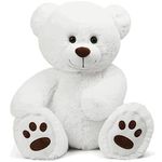 LotFancy 50cm Teddy Bear Stuffed Animals Plush, Soft Cute Cuddly Stuffed Plush Bear, Gifts for Girls Kids Baby Toddlers, White, Christmas Toys