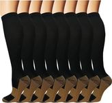 Compression Socks for Women&Men 15-20 mmhg (8 Pairs)-Best for Travel,Medical,Nursing(copper black,large/extra large)