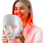 NEWKEY LED Face Mask Light Therapy, LED Facial Skin Care Mask, 7 Colors Red and Blue Light Therapy Mask, Photon LED Mask for Acne Reduction - Anti Wrinkles