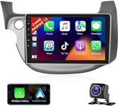 Podofo 2+64G Wireless Apple Carplay Android Auto Car Stereo for Honda Fit 2008-2013,10.1 Inch Car Radio Touchscreen with GPS/Bluetooth/WiFi/FM&RDS Radio/HiFi/Steering Wheel Control+AHD Backup Camera