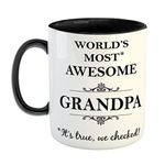 FurnishFantasy World's Most Awesome Grandpa Ceramic Coffee Mug - Best Birthday Gift for Grandpa/Grand Father - Color - Black (0928)