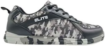 ELITE Men's Pinnacle Bowling Shoes - Lightweight, Universal Sliding Soles, Comfortable, and Performance-Enhancing, Grey Camo, 11