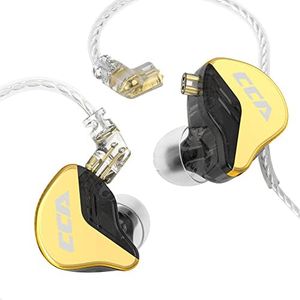 CCA CRA+ - Auricolari in-ear, diaframma ultra sottile, driver dinamico IEM, suono chiaro e bassi profondi, auricolari cablati con cavo rimovibile anti-groviglio, oro con microfono
