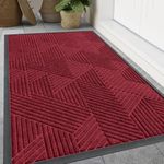 Smiry Front Door Mat Outside Entrance, Heavy Duty Natural Rubber Mat, Sturdy Trap Dirt and Moisture Indoor Outdoor Door Mat, Easy Clean Low Profile Doormat Outdoor Entrance, 47x32 Inch, Wine Red