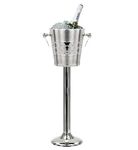 Indo-Persian Double Walled Insulated Brushed Nickel Plated Majestic Wine & Ice Bucket with Steel Bucket Stand | Wine Chiller On Stand Kitchenware Bar ware