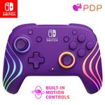 PDP Afterglow Wave Wireless Pro Controller with Full Motion for Nintendo Switch, Nintendo Switch - OLED Model, 8 RGB LED Lighting Zones, 30 Foot Range, 20 Hour Rechargeable Battery: Purple