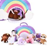 Snug A Babies Unicorn Stuffed Animals with Rainbow Bag Set of 7 - Portable Plush Animal Toys - Vibrant Rainbow Set for Traveling and Cuddling-Unicorn Baby Gifts for Endless Fun and Playtime Adventures