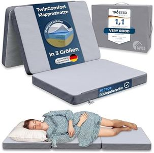 LANGE MEYER® TwinComfort Klappmatratze 2 Härtegrade, 3-teilig faltbar mit Tragetasche, Gästebett & Faltmatratze für Erwachsene, Folding Mattress 90x200x12 cm