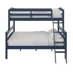 Dorel Living Brady Solid Wood Bunk Beds Twin Over Full with Ladder and Guard Rail, Graphite Blue