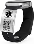 Theluckytag Medical Alert ID Tag for Watch Band Engraved QR Code Watch Safety Plate, Fitness Runners ID tag for Sport Smartwatch - More Space Custom Emergency Medical Info-Without Watchband,