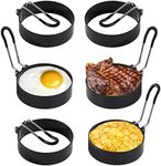 Yciuse Egg Rings, Stainless Steel Egg Rings for Frying, 6pack, Round Egg Cooker Ring, Silicone Egg Rings, Egg Rings for Griddle Breakfast Cooking, Fried Egg Rings Nonstick Mold