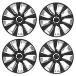 UKB4C 13" Alloy Look Black & Silver Stripe Multi-Spoke Wheel Trims Hub Caps Covers Protectors