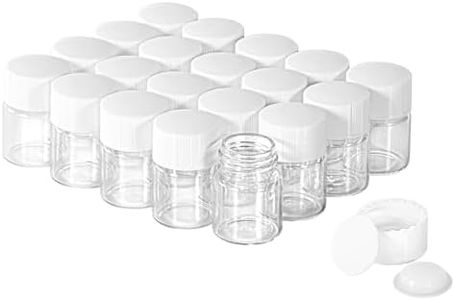 BKMAMLAB 5ml Clear Glass Vial 20pcs with white Screw cap and inner plug 20pcs, leak-proof Glass Bottle Sealed Sample Vials