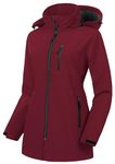 CREATMO US Ladies Plus Size Spring Jackets Womens Ski Jacket Women's Wind And Water Resistant Rain Coats For Women Softshell Fleece Lined Windbreaker With Hood Burgundy 4X