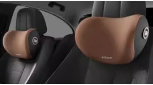 CRENTILA Car Neck Pillow,Neck Pain Relief for Long Drive Car Seat Back Head Rest Memory Foam for Driving with Adjustable Strap,and Breathable Removable Cover (Pillow) (Brown)