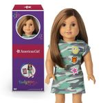 American Girl Truly Me 18-inch Doll #107 with Brown Eyes, Brown Hair, Light-to-Medium Skin, Camo T-shirt Dress, For Ages 6+