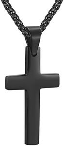 Mens Cross Necklace Black Pendant Chain 22 inch Trendy Punk Jewelry Xmas Gifts Teens Boy Women Men Minimalist Cross Necklaces