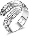 Kakonia 925 Sterling Silver Ring for Women Wedding Eternity Silver Ring Feather Angel Wings Adjustable Open Thumb Ring