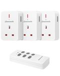 DEWENWILS Remote Control Plug Socket, 13A/3120W Heavy Duty Wireless Light Switch, 30m/100ft Long Range, Programmable for Bedroom, Garbage, 3 Pack Sockets and 1 Remote