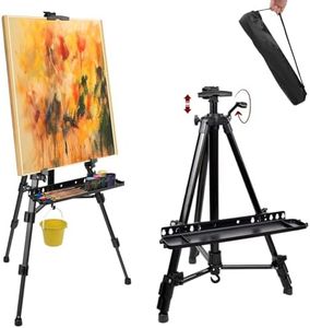 Staffelei 57-157cm, Atelierstaffelei Höhenverstellbare Aluminium Staffelei, Stativ zum Malen und Ausstellen mit einer Tragetasche und Farbwanne für Kunstmalerei und Werbung Schwarz