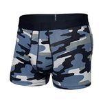 SAXX Underwear Co. Men's Droptemp Cooling Cotton Trunk Fly, Tidal Camo- Blue, Large