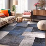 Rugshop Modern Distressed Boxes Area Rug 7' 10" x 10' Blue