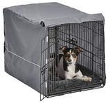 New World Pet Products Double Door Dog Crate Kit Includes One Two-Door Dog Crate, Matching Gray Dog Bed & Gray Dog Crate Cover, 30-Inch Kit Ideal for Medium Dog Breeds, B30DD-KIT