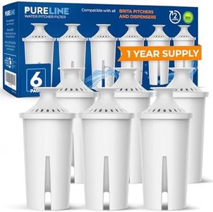 Replacement for Brita Water Filter, Brita Water Pitcher Filters. Compatible with Brita Pitcher Filter Standards Grand, Lake, Capri, Wave Classic 35557, OB03, NSF Certified, By PURELINE (6 Pack)