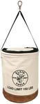 Klein Tools Heavy Duty Top Closing Bucket, 17", Load Rated for 68 kg, Canvas Bucket Bag for Tools, Storage or Travel, Premium Canvas and Leather Bucket Bin for Tool Organisation, Canvas Container