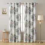 Cloth Fusion Printed Blackout Curtains 9 Feet Long Set of 2 Room Darkening Long Door Curtain with Grommet (Ivory Bouquet)