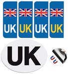 VICKMALL UK Stickers for Car 1 Pack Magnetic UK Car Stickers for Europe 4 Pack UK Number Plate Stickers Self-adhesive No Scratching Weather Resistant Replace GB Stickers for Car, Driving in Europe