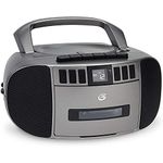 GPX BCA209S Portable Am/FM Boombox with CD and Cassette Player, Silver/Gray