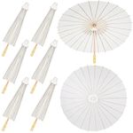 Sadnyy 33 Inches Paper Umbrellas Paper Decorative Chinese Japanese Parasol Umbrella DIY Oiled Paper Painting Umbrellas Crafts for Wedding Bridal Party Decor (White,6 Pack)