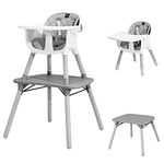 COSTWAY Convertible Baby High Chair, Adjustable Infant Dining Chair with Removable 2-Position Tray, 5-Point Harness, Toddler Feeding Highchair for 6-36 Months (Grey)