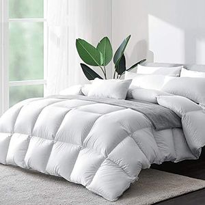 Giselle Bedding Goose Quilt Down, 800gsm Queen Quilts Winter Blanket Duvet Comforter Feather Home Bedroom Bed Travel, Lightweight Breathable Soft Cotton Cover Baffle Construction White