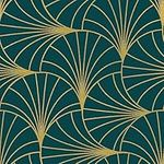 CiCiwind Peel and Stick Wallpaper Gold and Teal Wallpaper 44×300cm Self Adhesive Contact Paper Geometric Stripe Wallpaper Removable Vinyl Film for Living Room Bedroom Wall Furniture Decor