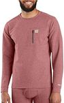 Carhartt Men's Base Force Heavyweight Thermal Base Layer Long Sleeve Pocket Shirt, Fired Brick Heather, Medium