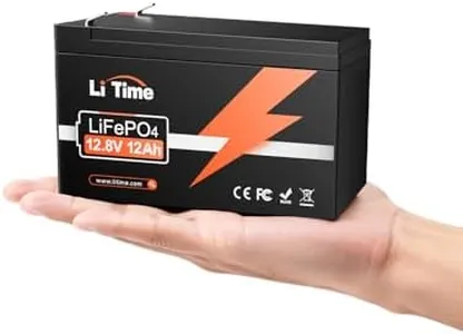 LiTime 12V 12Ah LiFePO4 Lithium Battery, Built-in 12A BMS 153.6W Output Power, 4000+ Deep Cycles& 10-Year Lifetime, Low Self-Discharge, for Fish Finder, Fans, Toys, LED Light, Security Camera, Camping