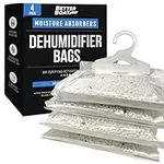 4 Packs Moisture Absorbers Boat Dehumidifier Moisture Absorber Hanging Bags and Charcoal to Get Rid of Smell & Remove Damp Musty Humidity Smell | Unscented Dry Basement Closet Home Car RV or Boating