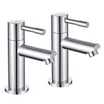 Bath Tap Pair of Hot and Cold Bathroom Tub Taps Chrome WasserRhythm