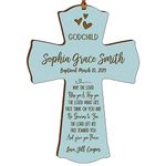 LifeSong Milestones Personalized Date of Baptism Gifts for Baby Boys and Girls Christening Wall Cross Gift for Godchild Godson Goddaughter for First Holy Communion 4”x 6” May The Lord (Blue)