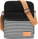 Leaper Canvas Organizer Messenger Bag Crossbody Purse Set for Girls Stripe Black