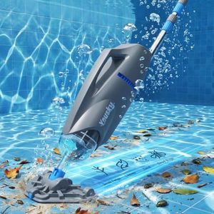 Yousky Cordless Handheld Pool Vacuum, 18.5GPM Strong Suction, Telescopic Pole, 60 Mins Runtime, Dual Brush Heads for Above Ground, Inground Pools, Spas & Hot Tubs, Vako H11