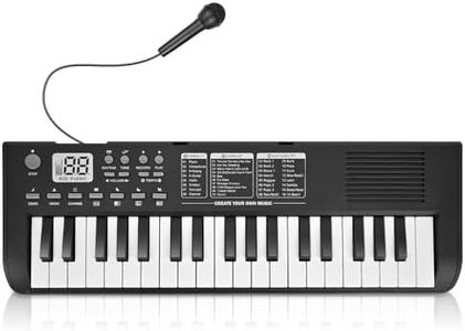 Kids Keyboard Piano Musical Toys, 37 Key Portable Electronic Piano for Kids with Microphone, Beginners Piano Keyboard Birthday Gift for 3 4 5 6 7 8 Year Old Girls Boys (black)