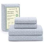 LANE LINEN 100% Organic Cotton Queen Sheets Set 4-Piece Pure Percale Bedsheets Soft Bedding Breathable Fits Mattress Upto 15" Deep - Polka Dot